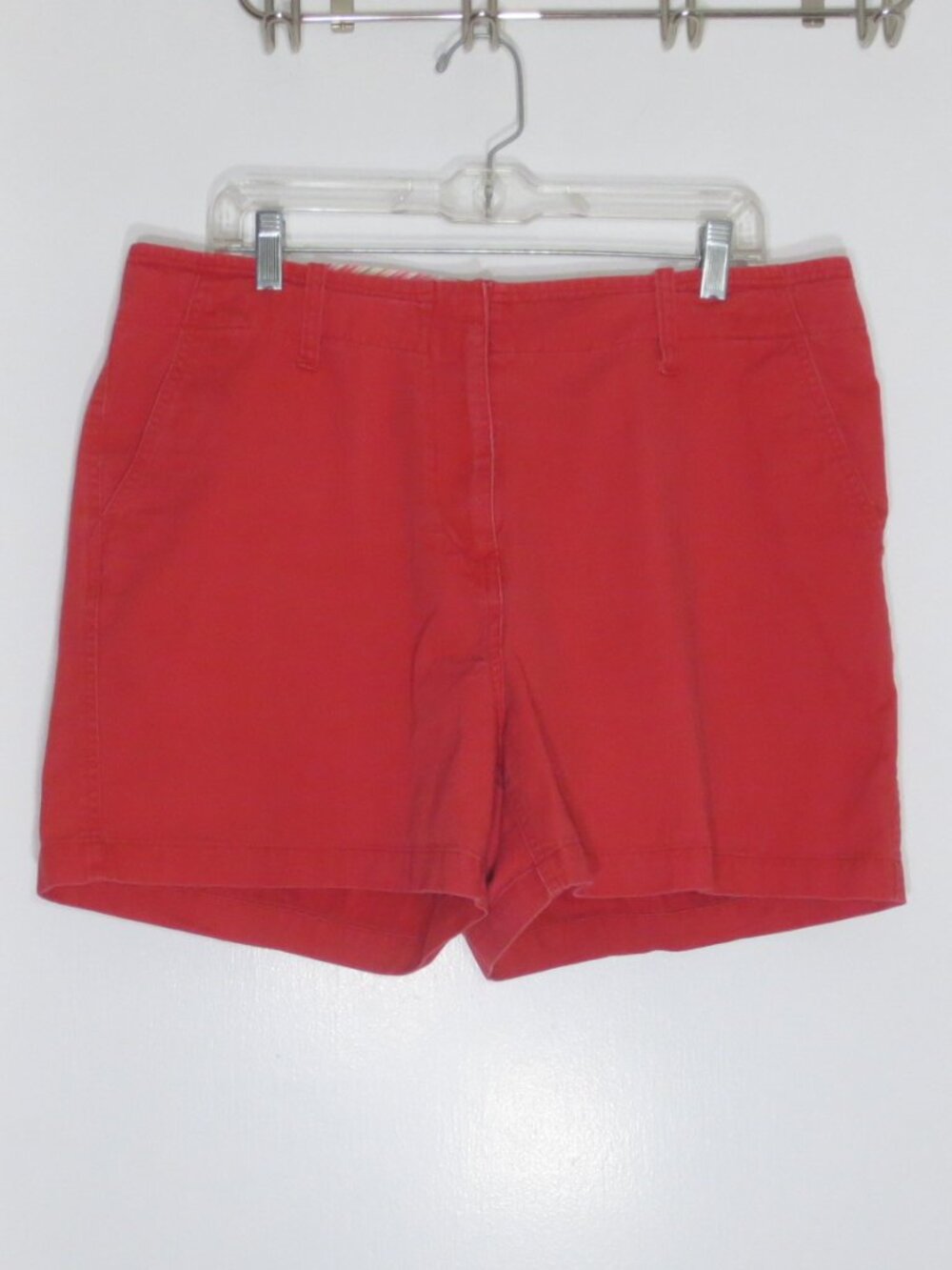 St John's Bay Shorts Red Orange High Rise 100% Cotton Denim Bermuda Plus Size 16